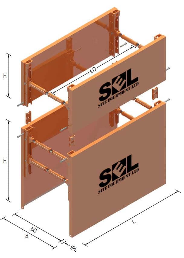 Standard Trench Box dimensions diagram