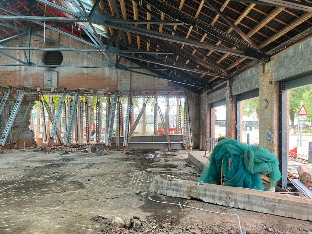 Propping and needling inside a large building
