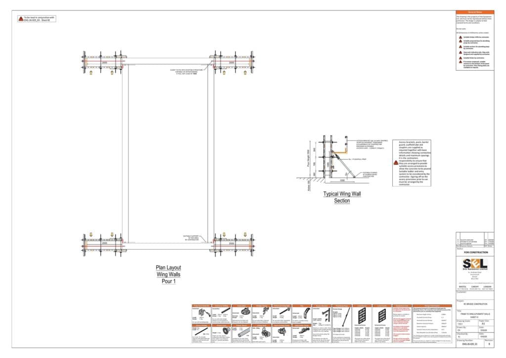 Wing and parapet walls Frami formwork design