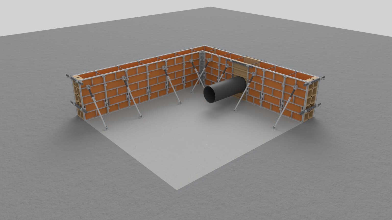 Thrust Wall Formwork in Doka Frami for a Water Main Diversion, Banwell Bypass, North Somerset
