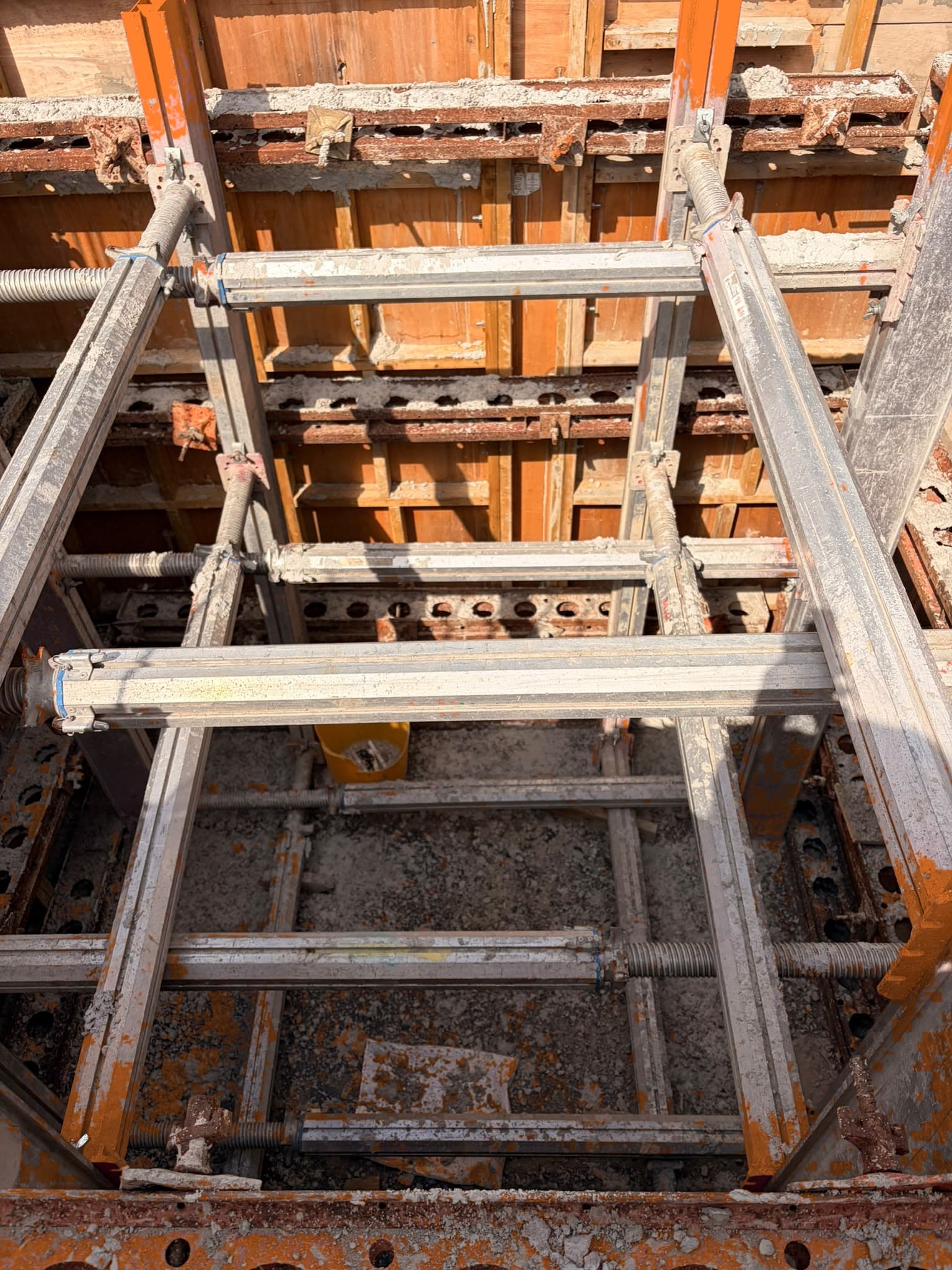 Internal bracing and shuttering support inside the RC frame lift shaft