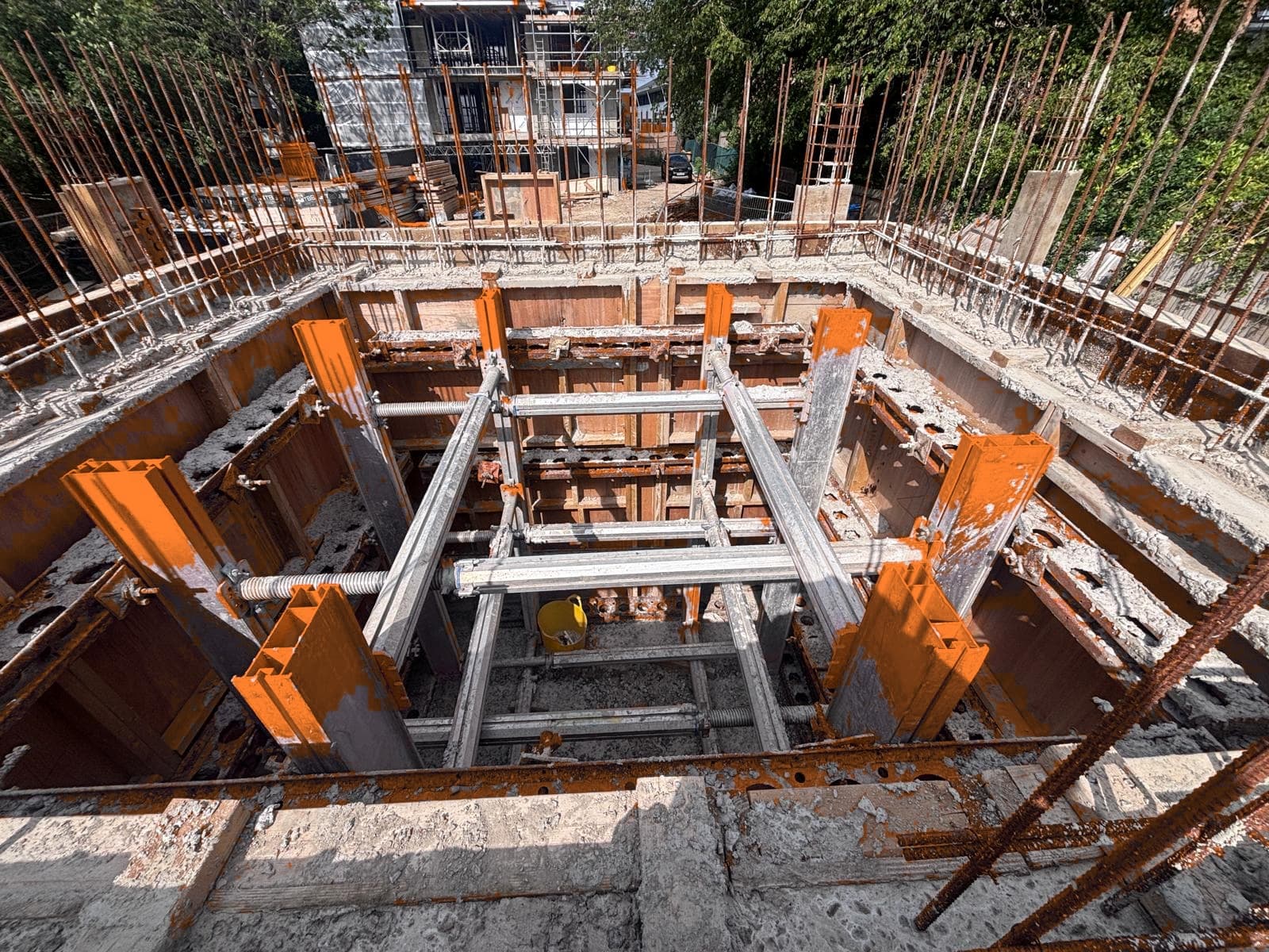 Top-level overview of lift shaft construction and surrounding Titan Deck slab formwork