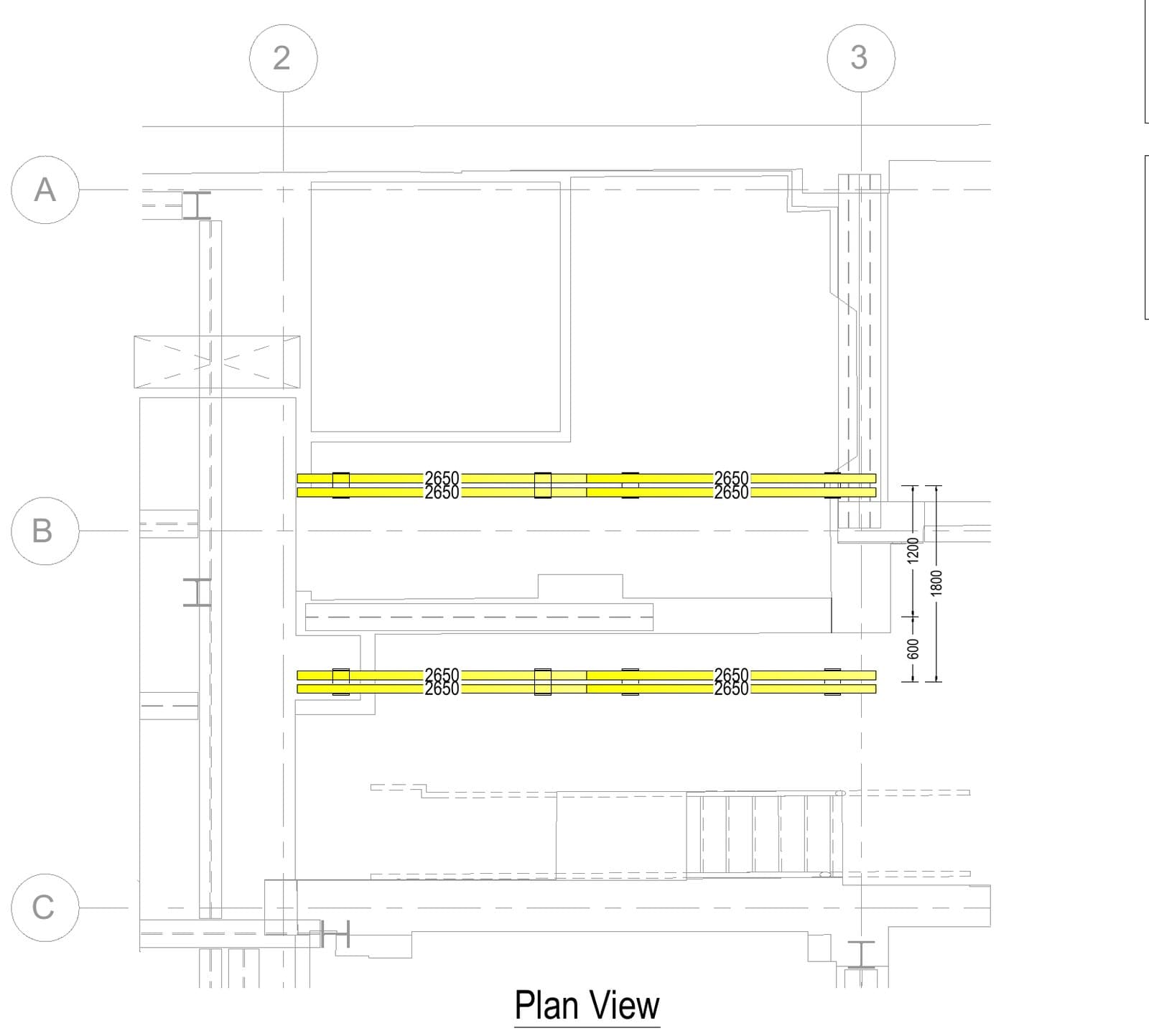 Temporary Works Design plan view of the multi-level floor propping beside the staircase wall