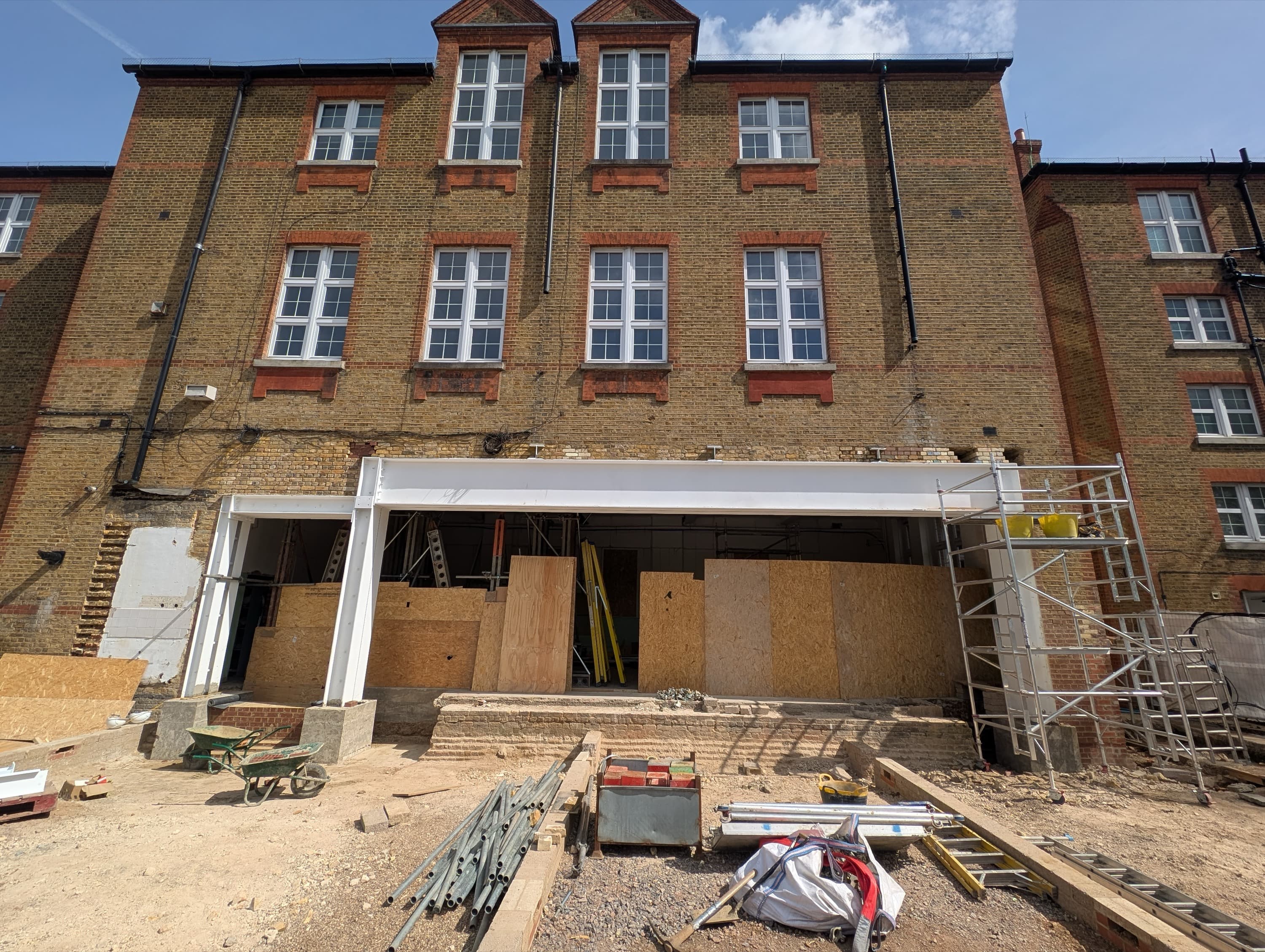 The completed structural opening with permanent steelwork in place