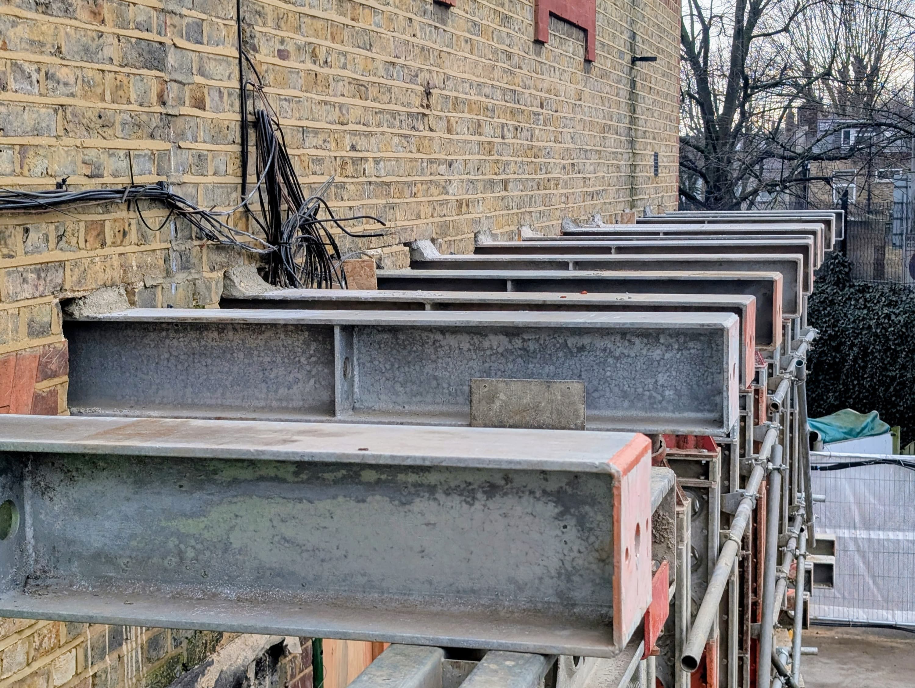 203x203 UC steel needles inserted through the existing brickwork