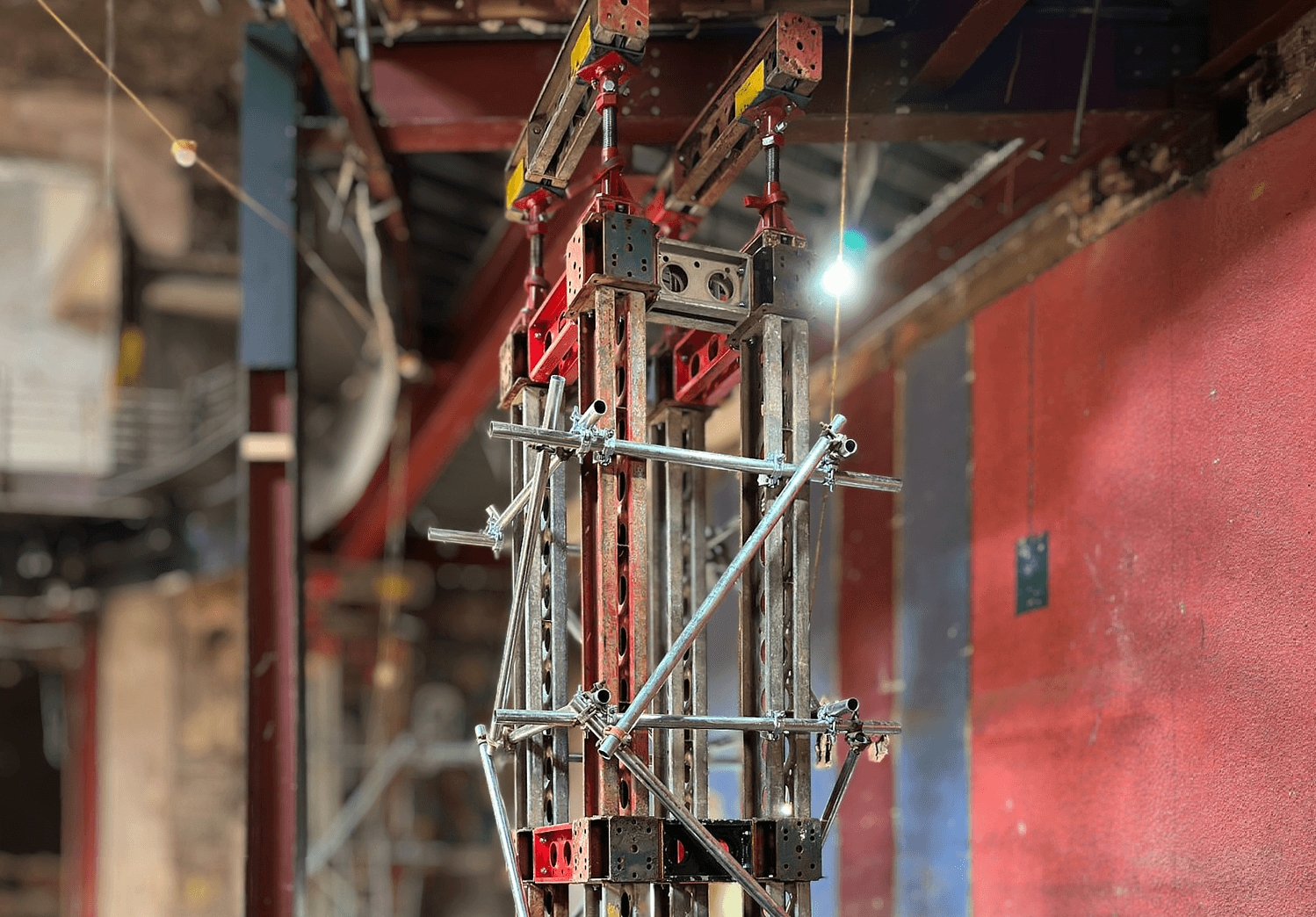 Completed high-capacity Slimshore propping towers installed for structural alterations in Norwich