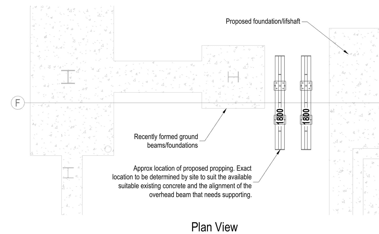 Plan view of the Slimshore dead shore position near the new lift shaft