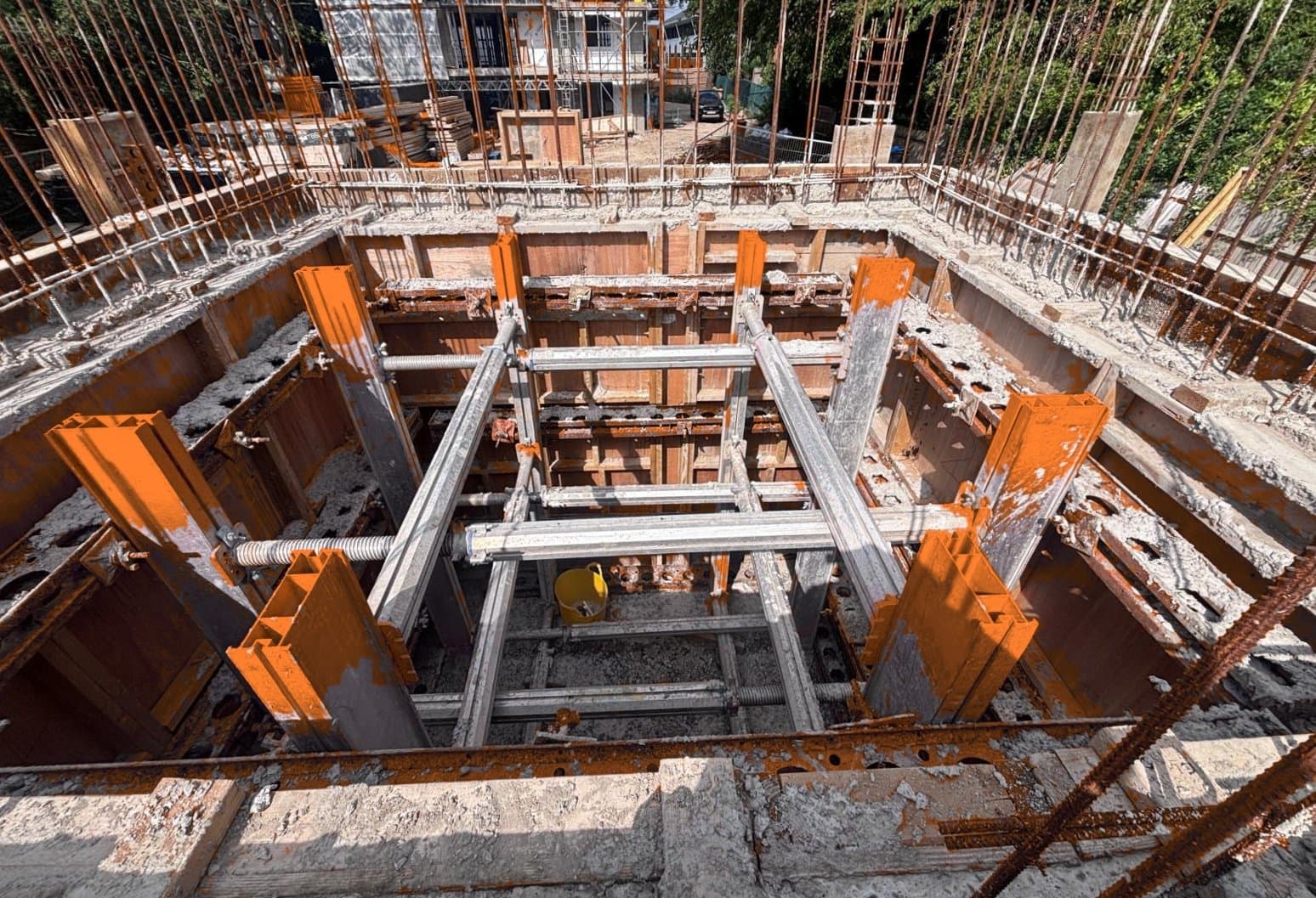 Top-level overview of lift shaft construction and surrounding Titan Deck slab formwork