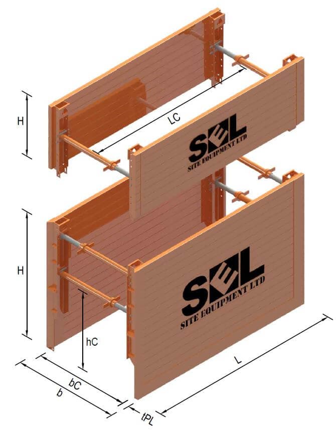 Lightweight Trench Box dimensions diagram